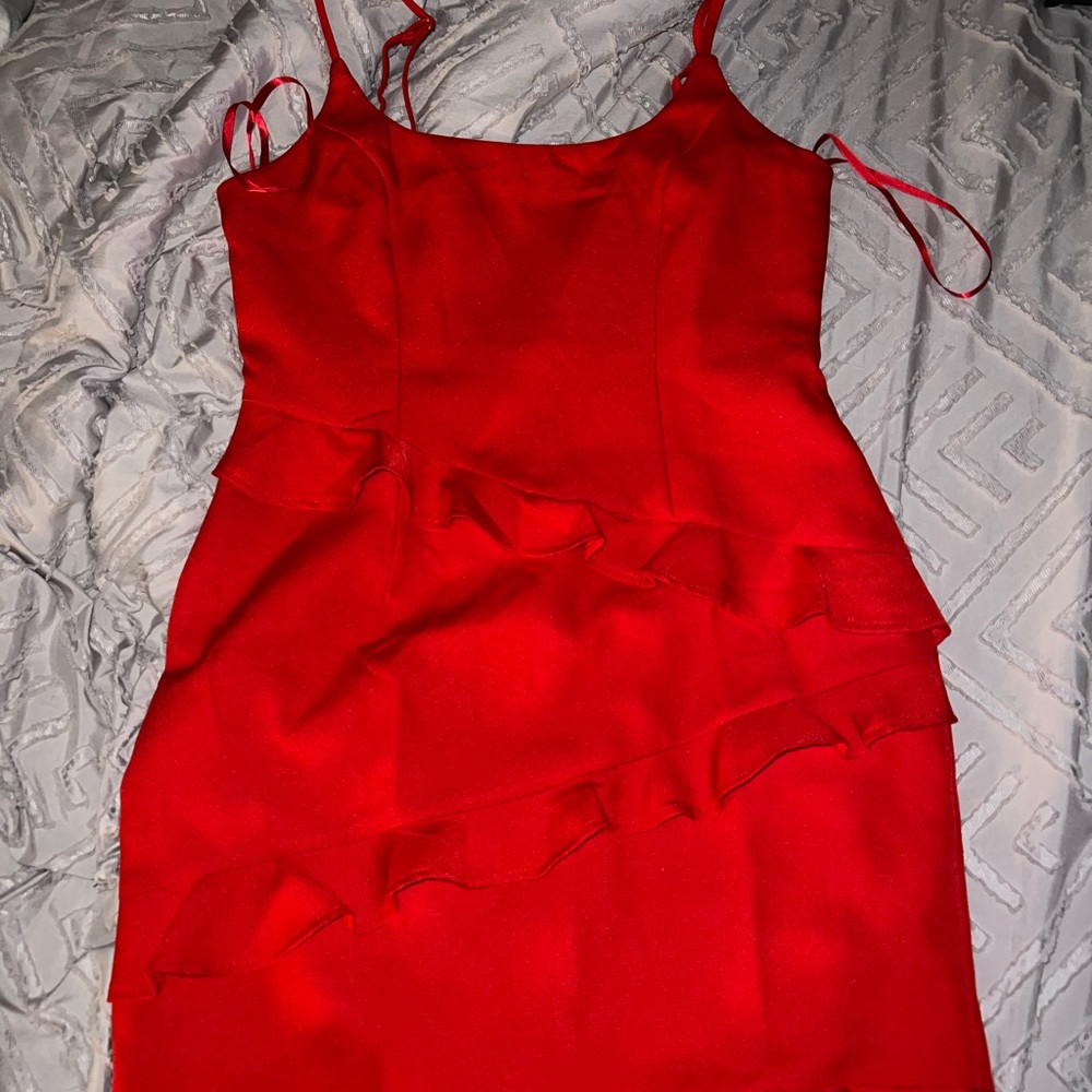 Elegant Red Ruffle Dress